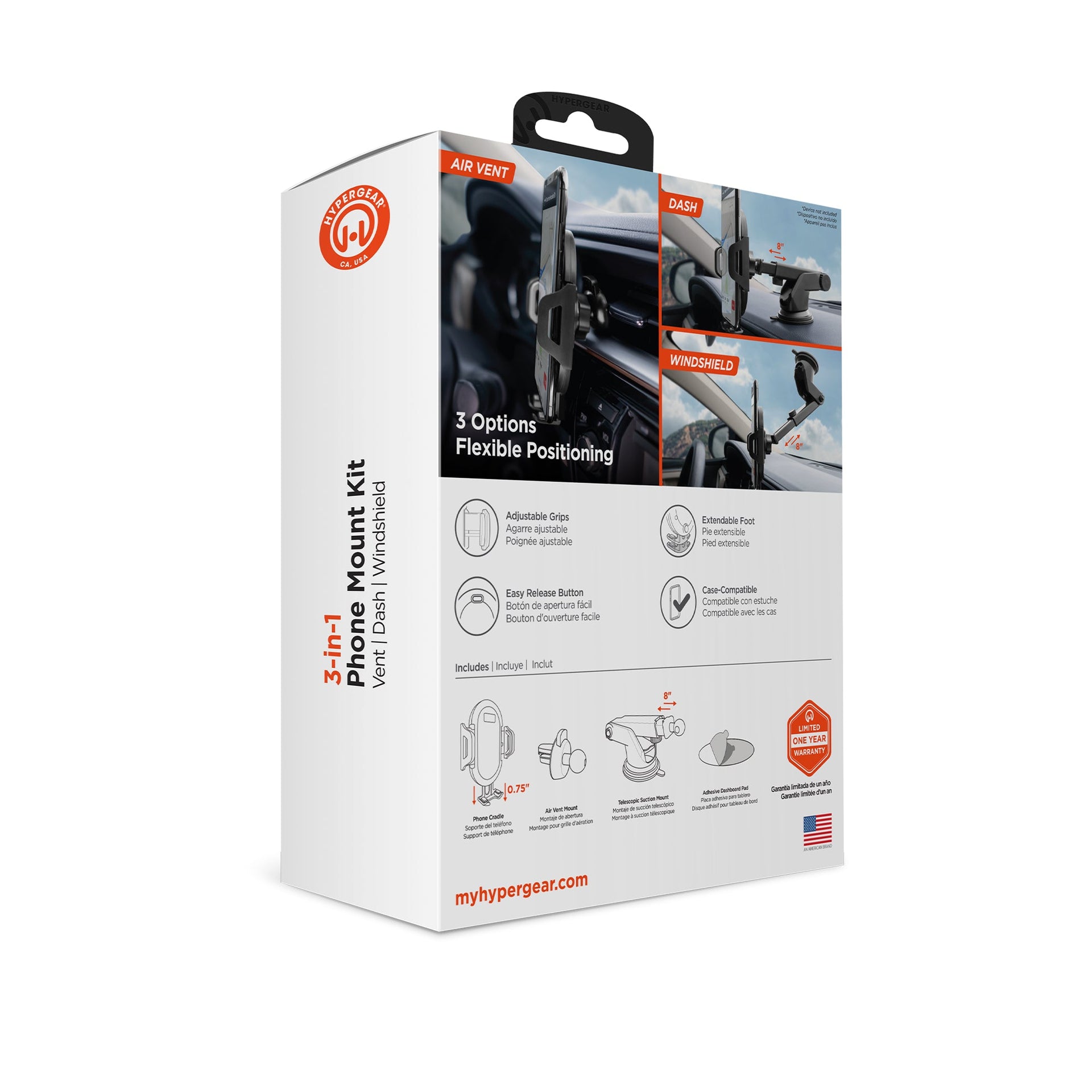 HyperGear 3-in-1 Phone Mount Kit Black (15289-HYP)