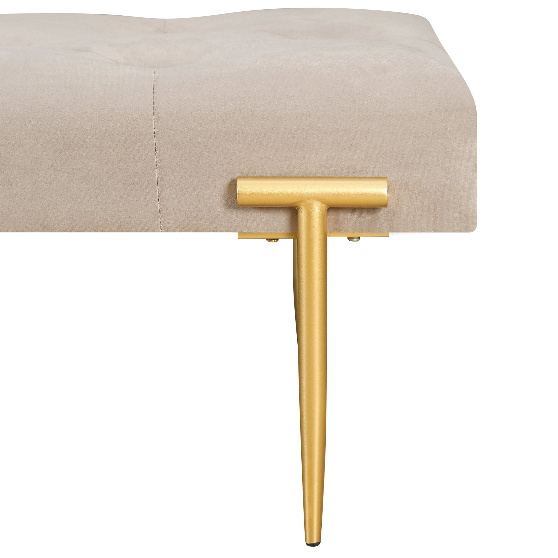 48'' Modern Ottoman Bench Velvet Bench Upholstered Footrest With Gold Metal Legs And Padded Seat For Bedroom Living Room