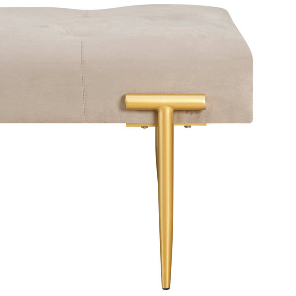 48'' Modern Ottoman Bench Velvet Bench Upholstered Footrest With Gold Metal Legs And Padded Seat For Bedroom Living Room