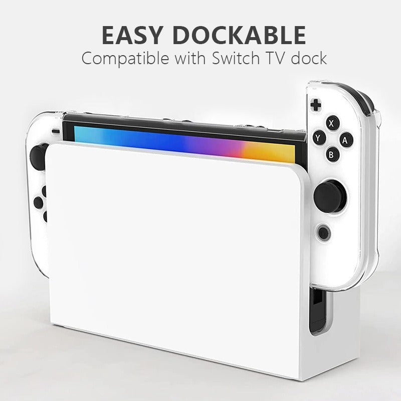 Suitable for Nintendo Switch OLED protective case with bracket NS OLED transparent PC hard case personalized crystal case