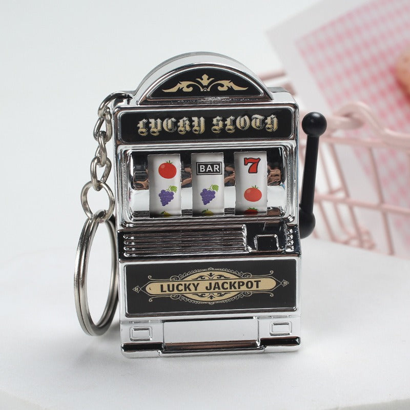 Mini fruit machine keychain pendant spinning machine game slot machine slot machine small toy lucky draw decoration