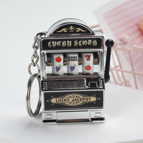 Mini fruit machine keychain pendant spinning machine game slot machine slot machine small toy lucky draw decoration