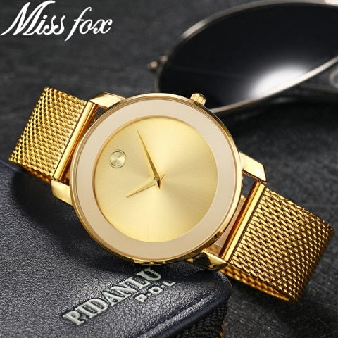 Clearance MISSFOX  2446 Unique Design Minimalist Watch Men Novel Stylish Male Watches Fashion Sports Quartz Wrist Watch For Men Women