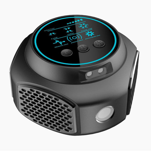 4-in-1 ultrasonic rodent repellent, 360° electronic rat repellent, repels indoor flies, cockroaches & mosquitoes.