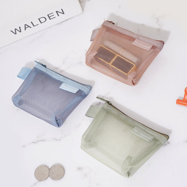 Simple three-dimensional triangle mesh coin key earphone storage bag transparent storage bag