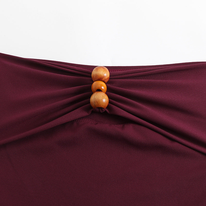 Strap decoration hollow neck hanging strap one-piece swimsuit women's long skirt set