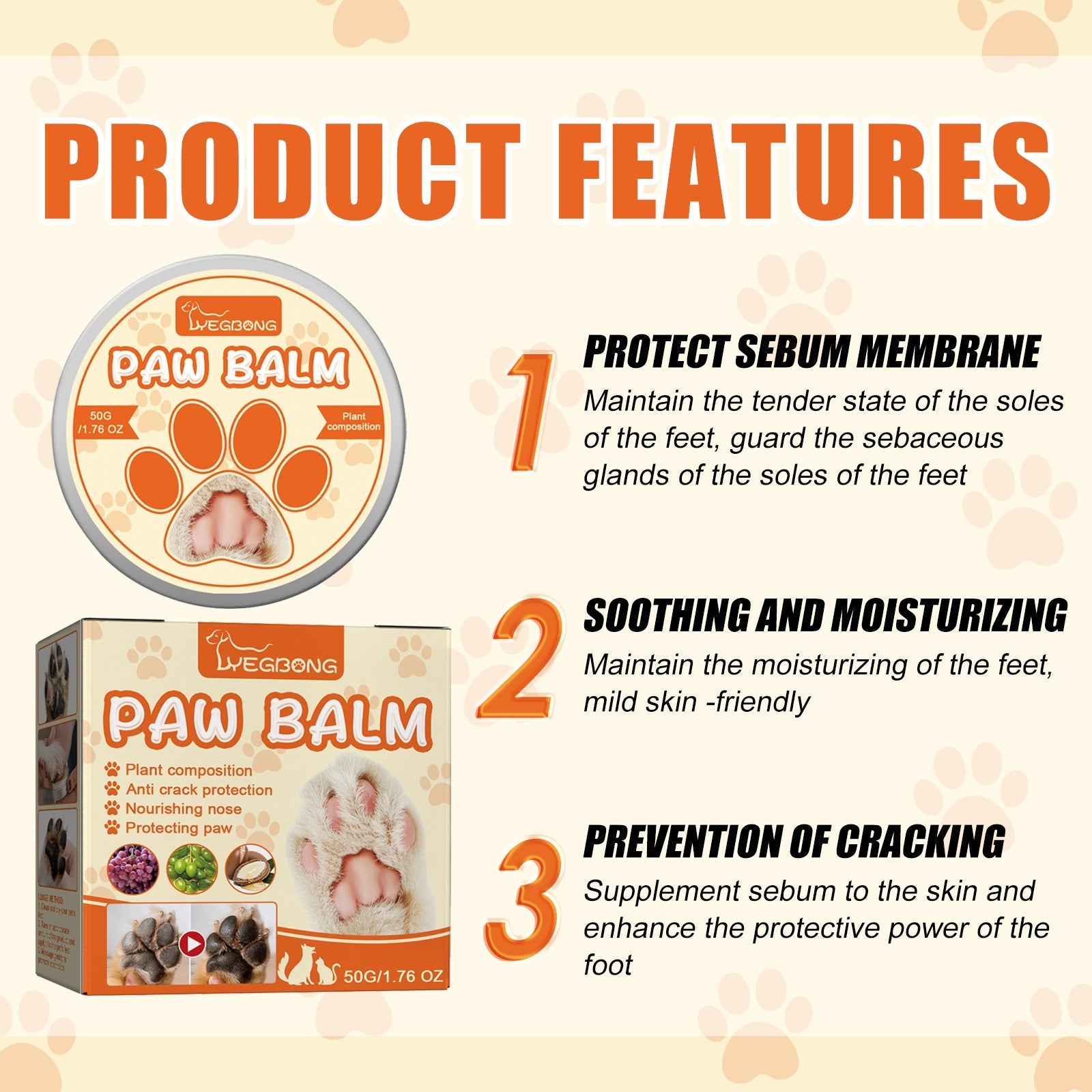 Pet Moisturizing Claw Balm for Cats and Dogs Deeply Moisturizing Foot Pad Care Cream