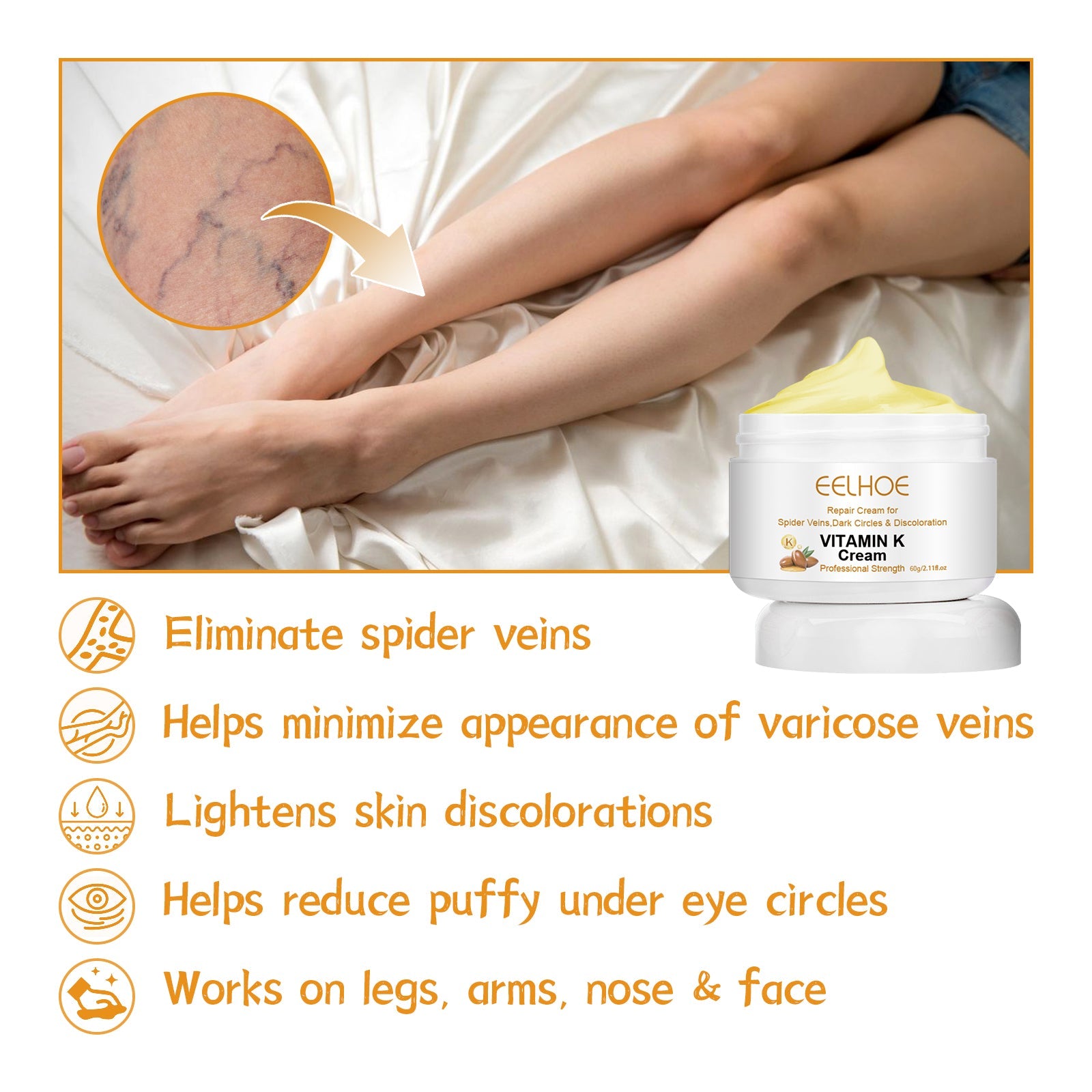 Vitamin K Cream Skin Care For Sore And Swollen Legs Earthworm Leg Vein Massage Cream