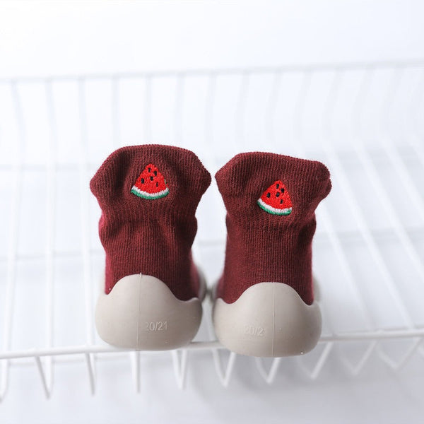 Autumn New Soft Sole Baby Walking Shoes Knitted Embroidered Baby Floor Socks Shoes Avocado Children's Socks