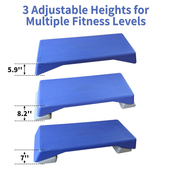 Aerobics Step Platform Height-Adjustable Fitness Equipment Stepper Trainer Exercise Step Platform Sliding Lifting Pad Blue
