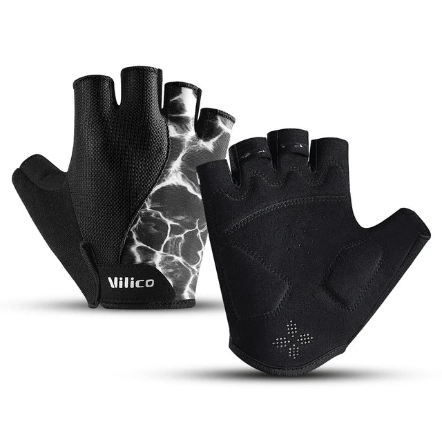 Outdoor Sports Fitness Half Finger Cycling Gloves Silicone Shock Absorbent Breathable Wear Resistant Half Finger Cycling Gloves