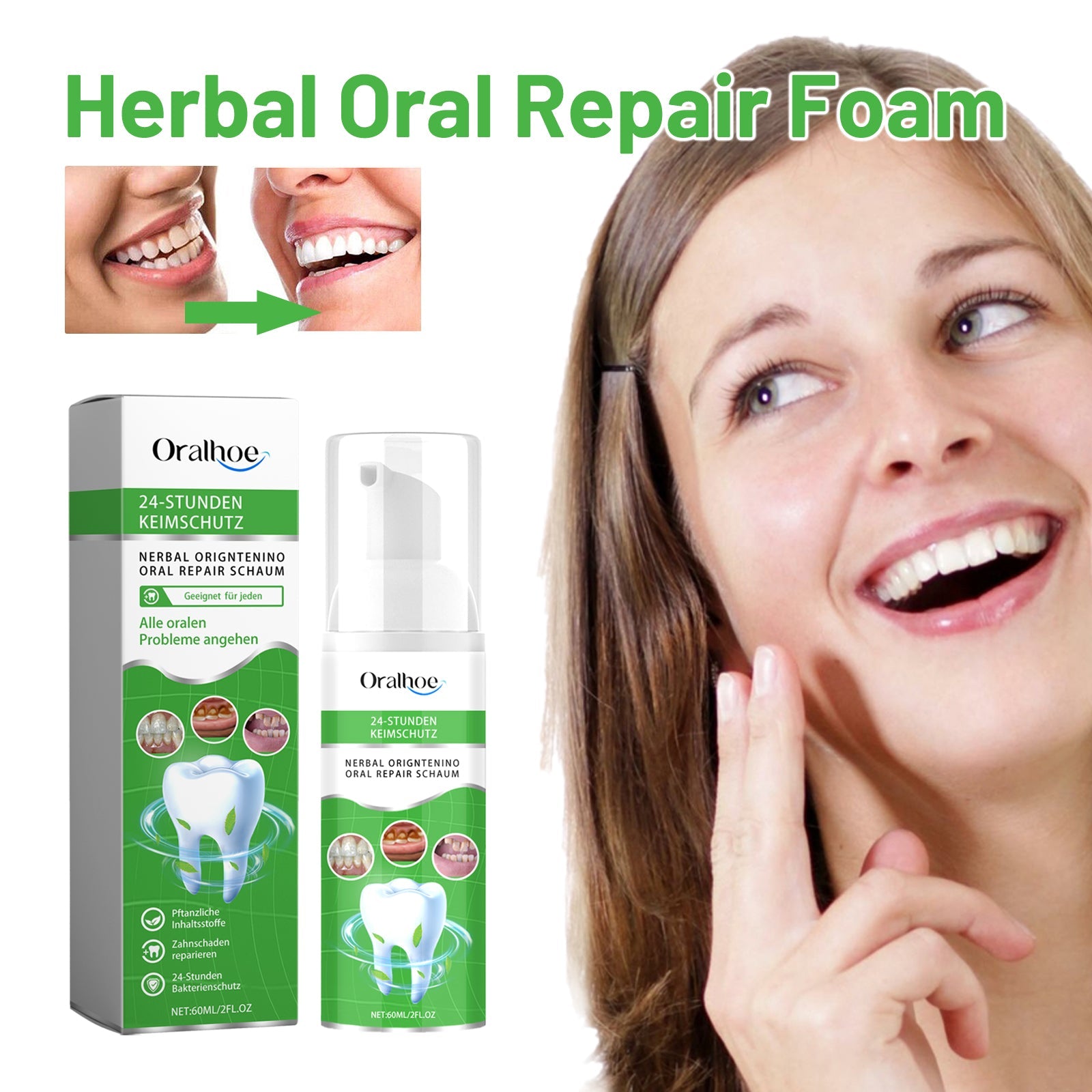 Herbal Oral Repair Foam, Deep Cleaning tartar Stone Fresh Breath Whitening teeth Oral mousse