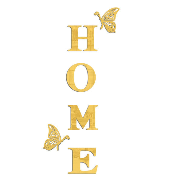 Two butterflies HOME letter mirror decoration 1mm thick acrylic wall sticker living room entrance sticker