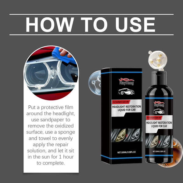 Headlight Restoration Liquid For Car, Lamp Scratches Yellow Cleaning Plating Crystal Polishing Refurbishing Repair Agent