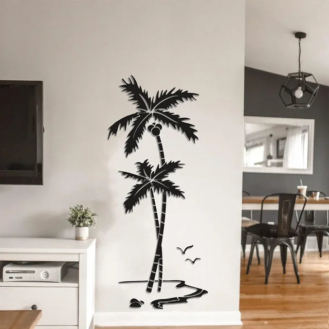 3D Coconut Tree Acrylic Mirror Wall Sticker For Children's Room Dining Room Living Room DIY TV Wall Background Home Decoration
