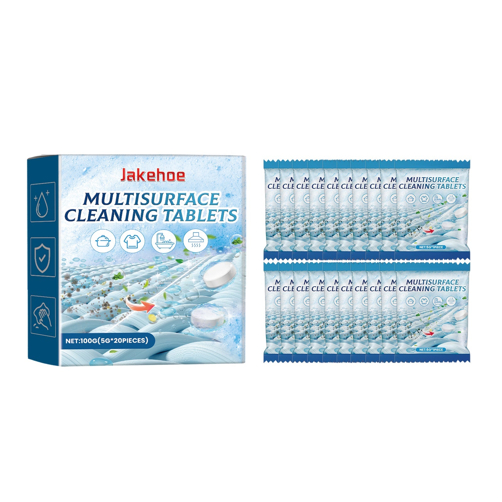 Multisurface Cleaning Tablets, Toilet Deodorant Wash Sink Toilet Stain Cleaning Effervescent Tablet