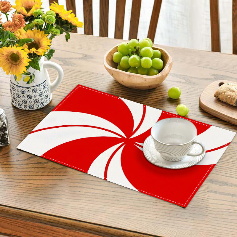 Christmas placemat red candy striped printed table mat holiday table decoration insulated mat coaster