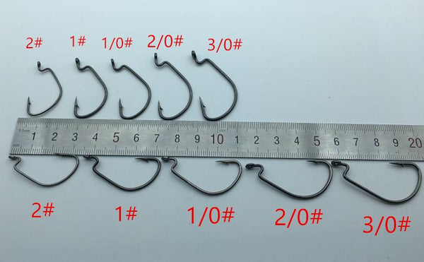 Rompin 100pcs/box High carbon Steel Fishing Hooks Crank Lead Sharp worm  2# 1# 1/0# 2/0# 3/0# mix size
