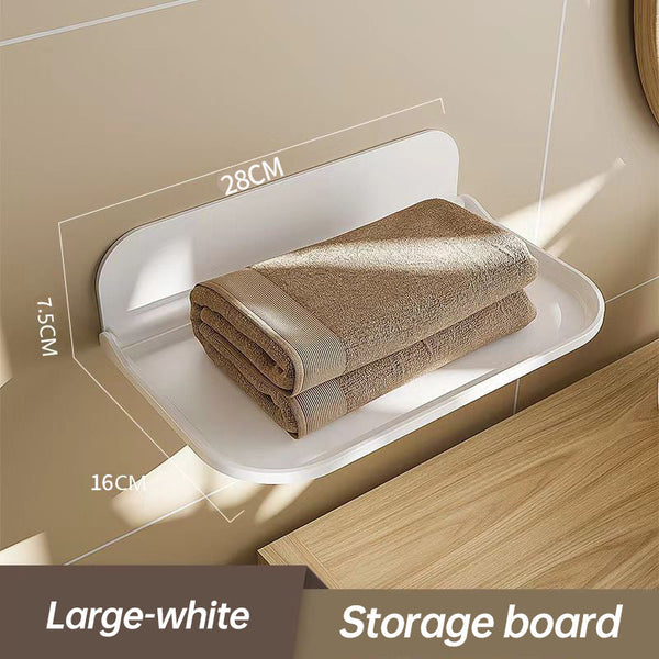 New Foldable Punch - Free Wall - mounted Plastic Floating Shelf for Bathroom and Toilet, Ideal for Towel and Clothes Storage