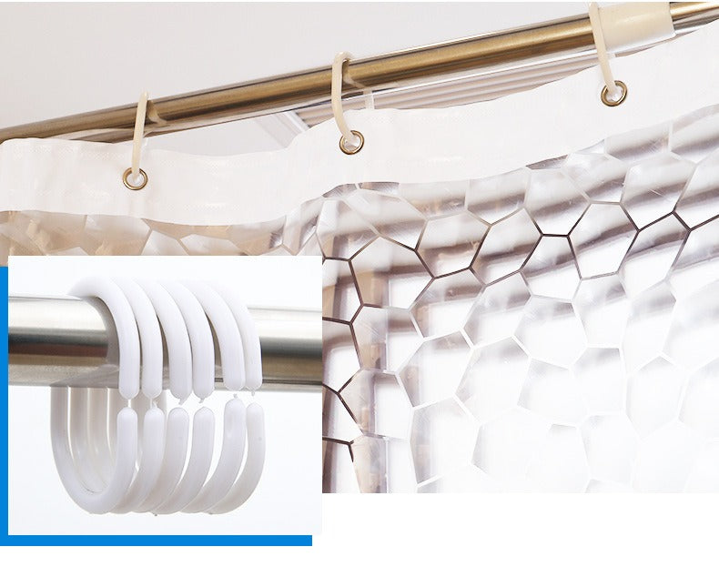 3D Water Cube Shower Curtain, Silk Pattern Waterproof Bathroom Partition Curtain, Cobblestone Curtain