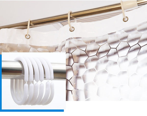 3D Water Cube Shower Curtain, Silk Pattern Waterproof Bathroom Partition Curtain, Cobblestone Curtain