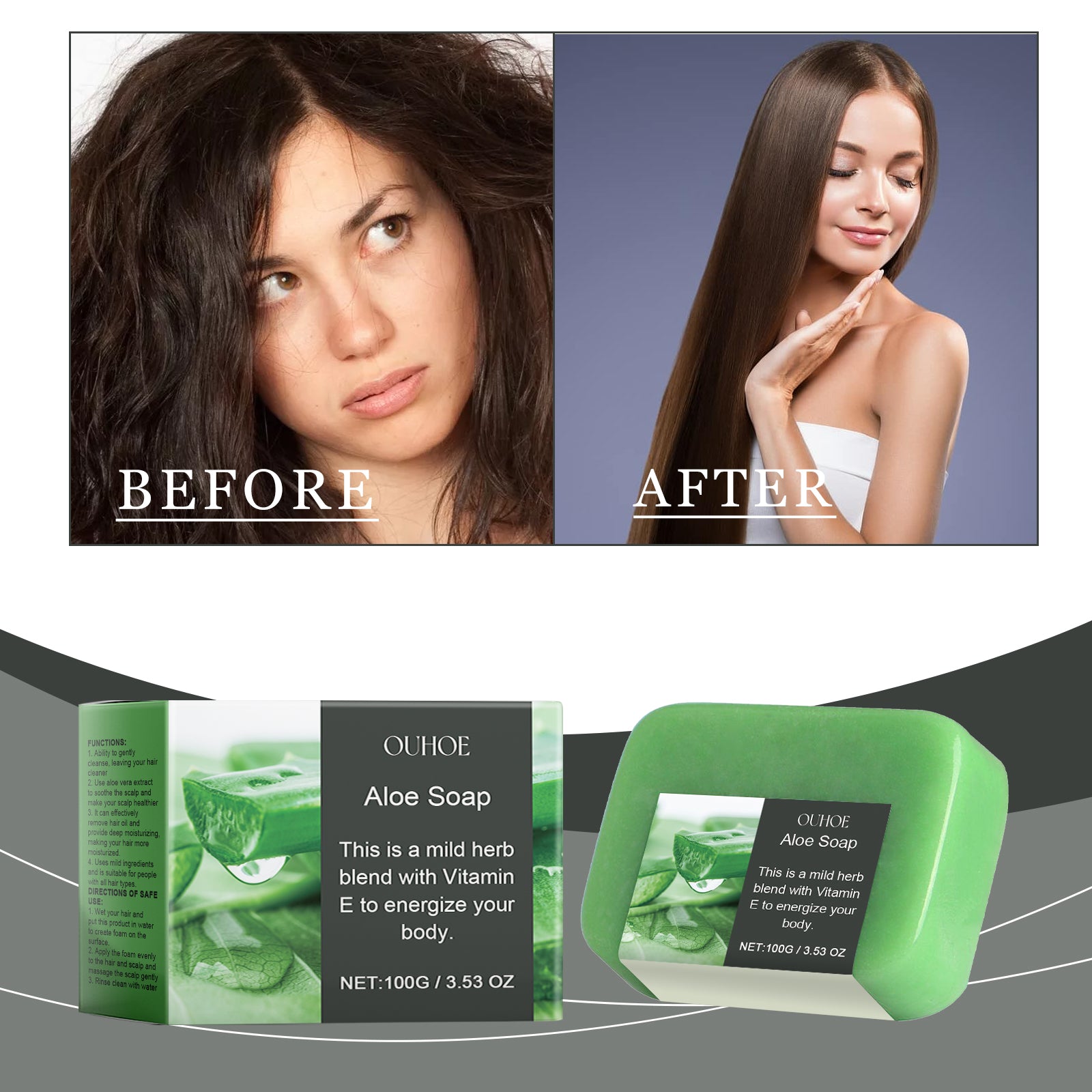 Hair Soap With Aloe Vera Essential Oil Cleans Scalp And Nourishes Hair With Refreshing, Fluffy And Smooth Hair Care Soap