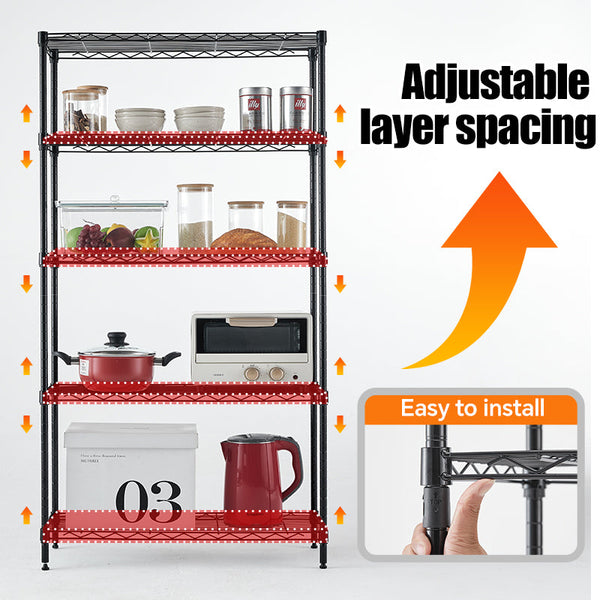 Metal wire rack storage rack adjustable rack, vertical storage rack unit (black, 35.7L x 14W x 71H)