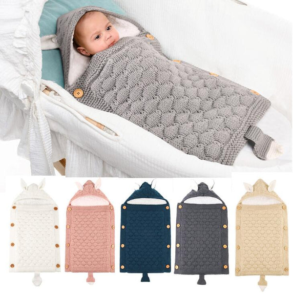 Baby Sleep Bag Newborn Sleepsack Warm Knitted Stroller Sleep Sack Toddler Knit Swaddling Blanket  for 1-12Months