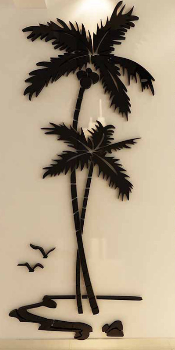 3D Coconut Tree Acrylic Mirror Wall Sticker For Children's Room Dining Room Living Room DIY TV Wall Background Home Decoration