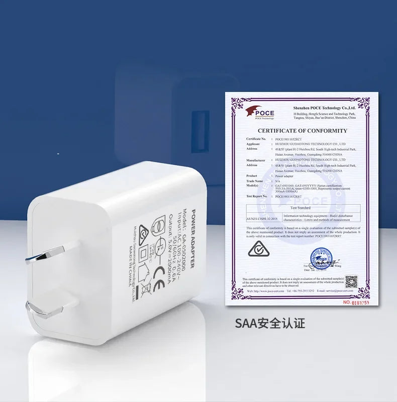 Australian Adapter 5V 1A 2A Fast Charging SAA Plug Mini USB Travel Wall Charger SAA Certified For Xiaomi huawei Phone Charge