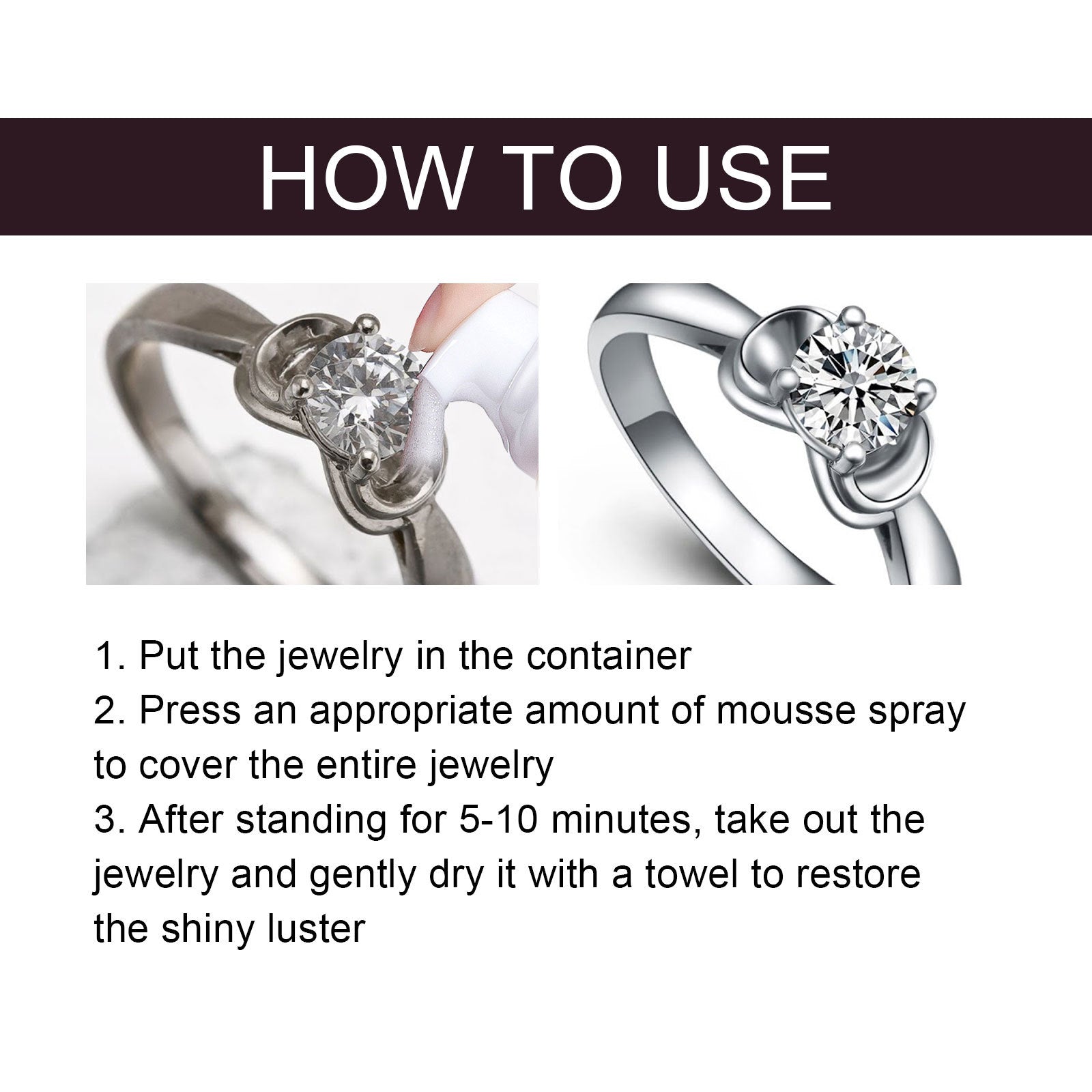 Jewelry Cleaning Mousse, Watch Band Cleaning Liquid Gold Diamond Ring Jewelry Decontamination Maintenance Cleaning Agent
