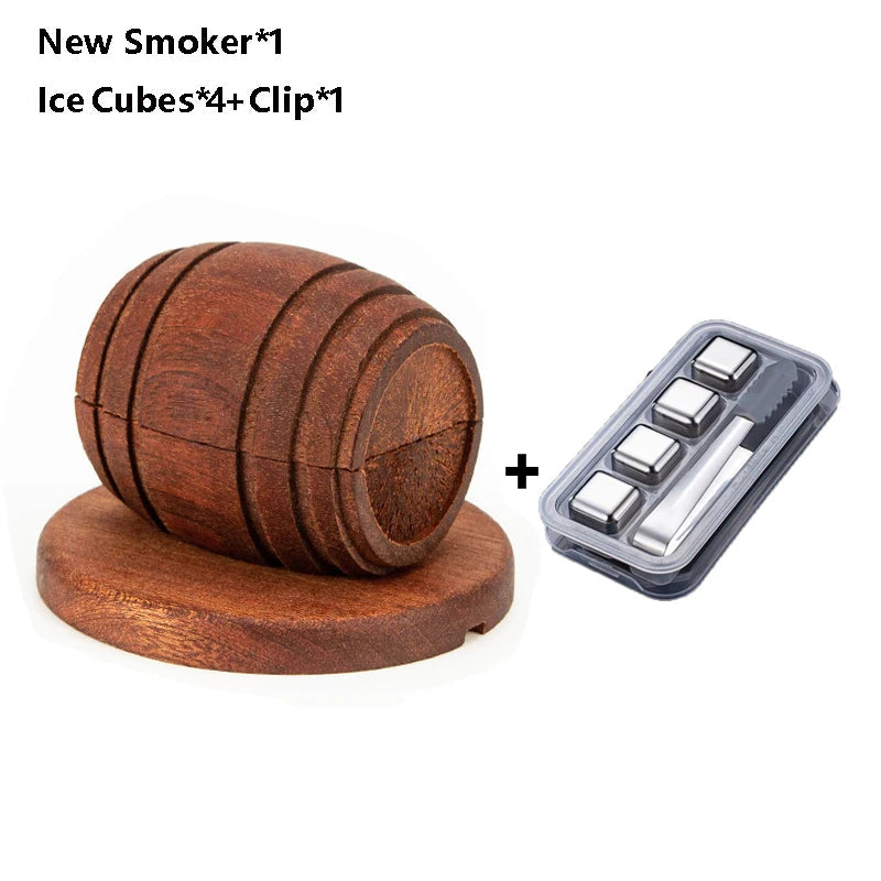New Barrel Cocktail Smoking Kit with Wood Chips 4 Flavors Old Fashioned Drink Smoker Infuser for Bar Drinks Kitchen