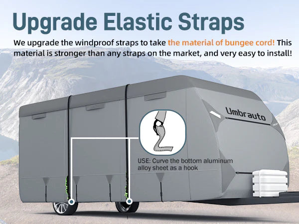 Umbrauto RV Cover,7 Layers Travel Trailer Cover, Waterproof Camper Cover,Grey