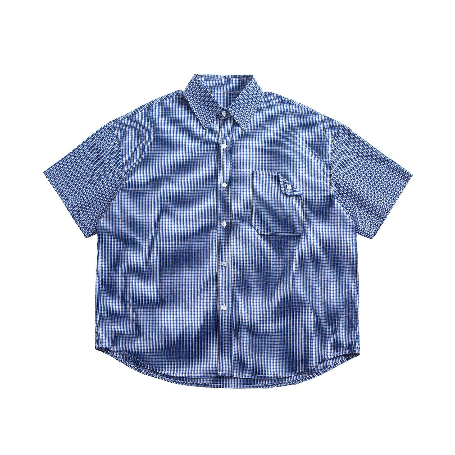 Checkered casual short sleeved shirt for men and women