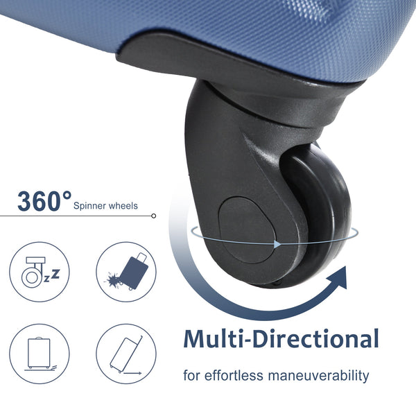 Hardshell Luggage Spinner Suitcase with TSA Lock Lightweight 20'' (Single Luggage) Blue + ABS + 20 Inch Carry On