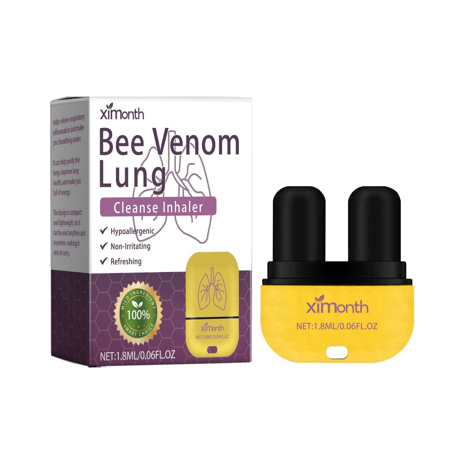 Bee Venom Lung Cleanse Inhaler, The Portable Breathing Nasal Aspirator Cleans The Nasal Cavity Efficiently And Gently Without Stimulation To Enjoy Fresh Breath Anytime And Anywhere