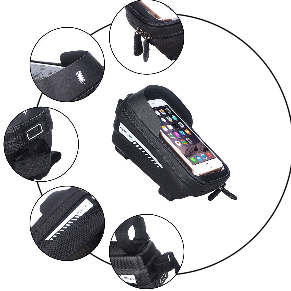 Hard Shell Bicycle Bag Front Beam Bag Mountain Bike Mobile Phone Touch Screen Upper Tube Bag Saddle Bag Riding Equipment