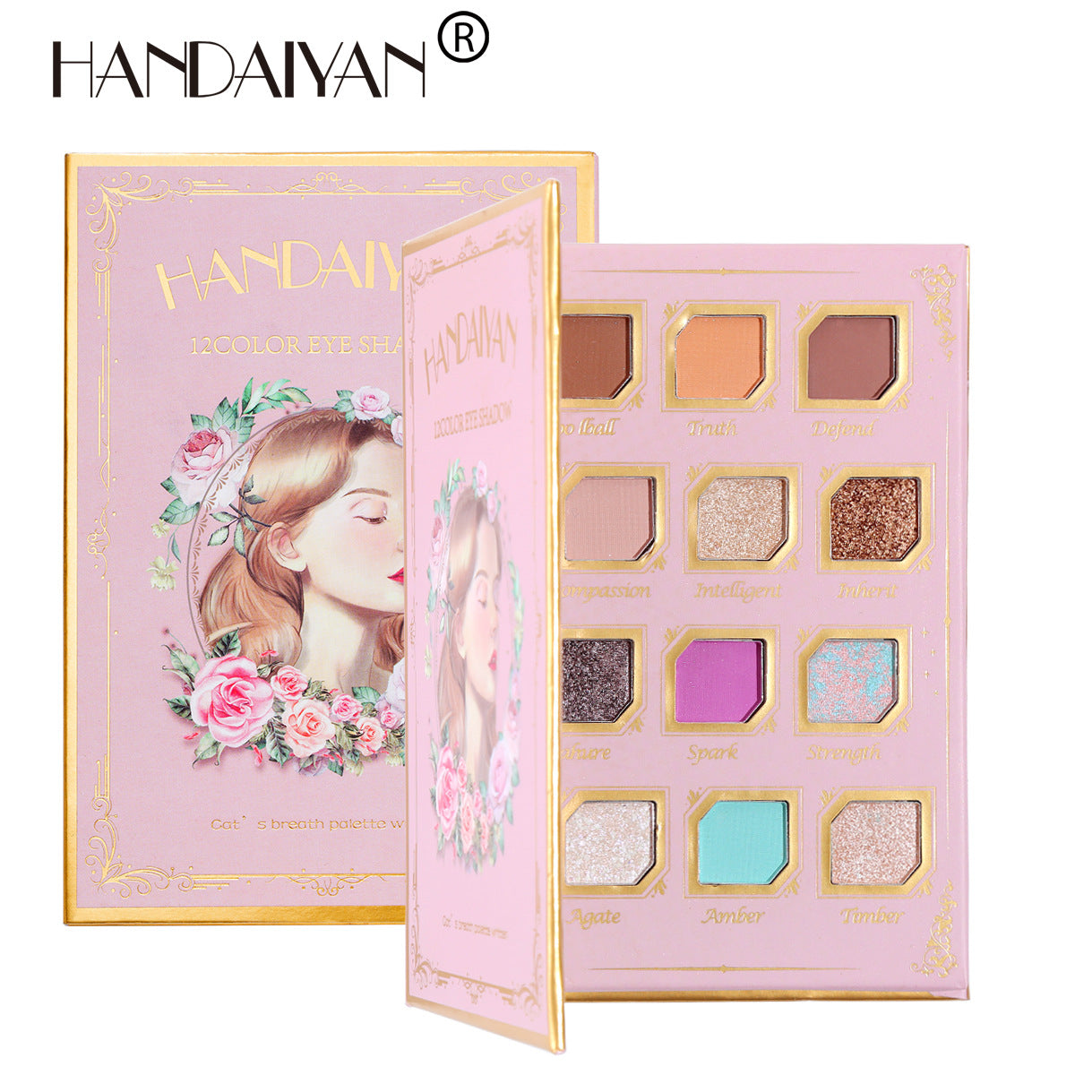 HANDAIYAN 12 Color Eye Shadow Palette Retro Niche Eye Shadow Noble With Mirror Matte Pearlescent Powder Eye Shadow