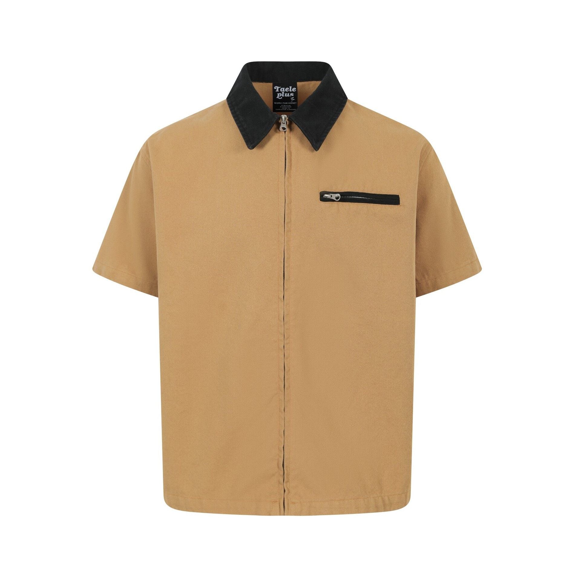 Men's contrasting collar casual short sleeved shirt