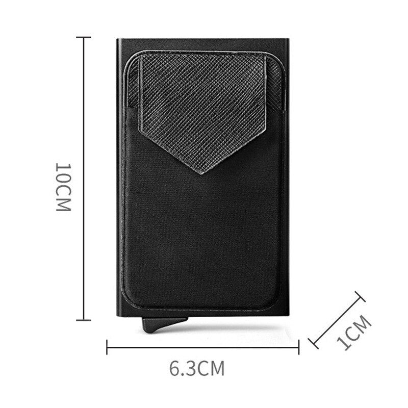 Business Men Credit Card Wallet Aluminum Cash ID Card Holder  Case Blocking Slim Metal Wallet Coin Purse Black