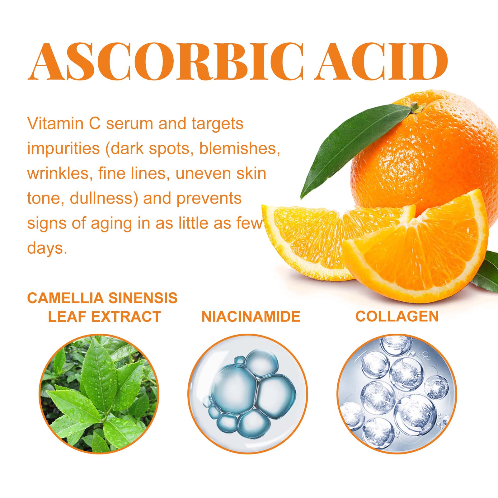 Vitamim C Face Body Serum, Repair Nourish Skin Filling Water Carry Bright Tight Anti-Wrinkle Fine Lines