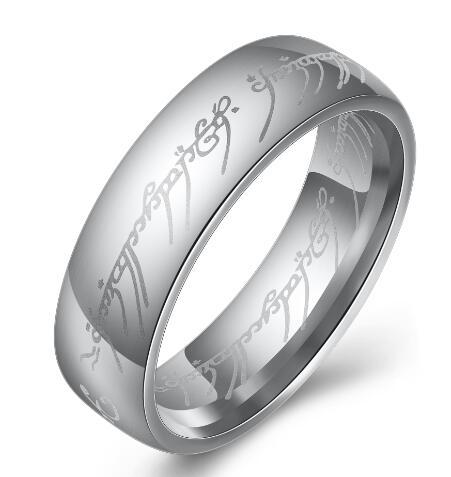 European and American movie peripheral laser Arabic font ring The Lord of the Rings stainless steel 6MM ring personality
