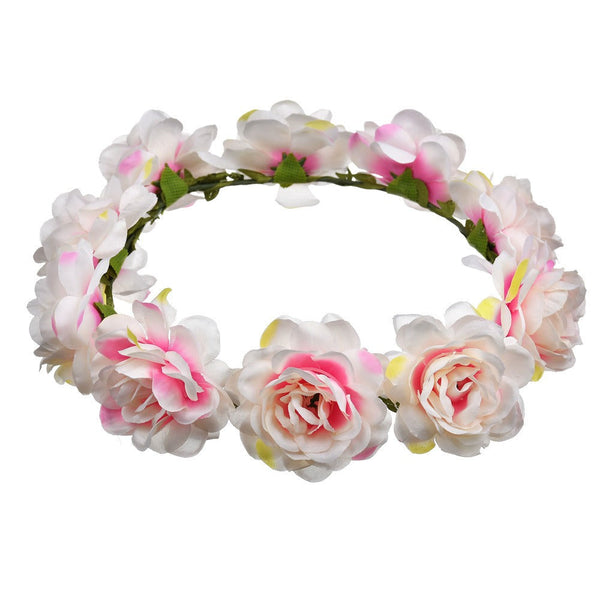 Bohemian Beach Rose Blossom Hair Hoop Bride Flower Ring Hair Strap