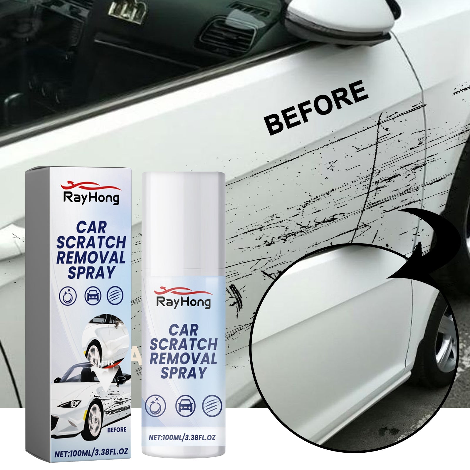 Car Scratch Removal Spray, Body Paint Scratch Repair Care Cleaning And Polishing Spray