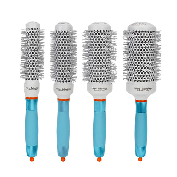 Professional Round Blue Hair Brush Ceramic Ion Hairbrush Comb Fashion Salon Hair Styling Tools