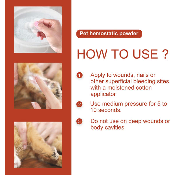 Pet Hemostatic Powder, Skin Wound Cleaning Styptic Powder For Cats And Dogs Soothing Wound Healing Powder For Pets