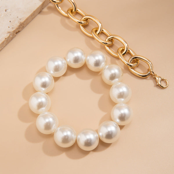 Hot selling geometric bead bracelet for women's fashion, exaggerated large round bead imitation pearl Bracelet