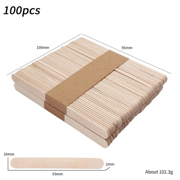 100-Piece Bag of Disposable Wooden Sticks for Hair Removal Waxing and Scraping Tools