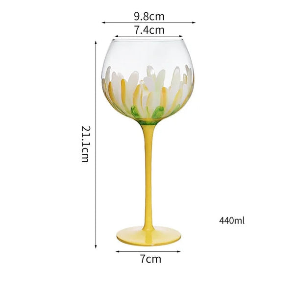 1 Piece Hand Painted Glass Goblet Cup Creative Red Wine Glasses Cup Flower Painted Stemware for Wedding Party Events