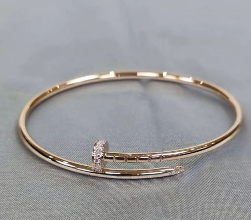 Precision Thick Plating Head and Tail Diamond Fashion Three-Circle Full Diamond Couple Bracelet